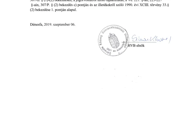 A Helyi Választási Bizottság nyilvántartásba vételi határozatai (2019) (8. kép)